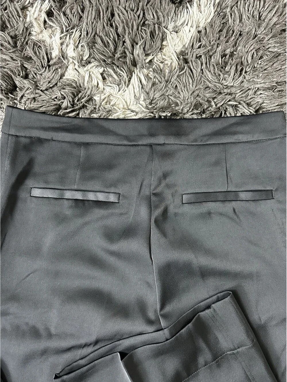 NWT HM Womens Size 8 Black Wide Leg Dress Pants Trouser Satin Crepe High Rise